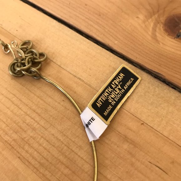 Malachite Mixed Metal Brass & Copper Authentic South African Jewelry Necklace - Picture 6 of 10